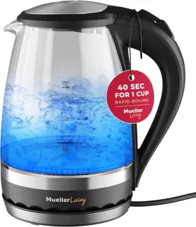 1500w Mueller 810022374290 Muellerliving Glass Kettle 1.5l Led Light Electric Tea Automatic