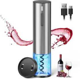 Wo100 Mujiaflex Rechargeable Electric Wine Opener With Foil Cutter And Fast Charging Silver