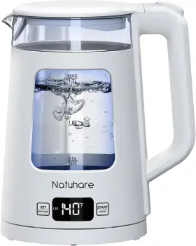 Keg5820-ul Nafuhare Electric Kettle With Temperature Control 1.7l Glass And Stainless Steel