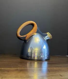 Mt0655 Nambe The Original Jazz Tea Kettle Steel Wood Handle