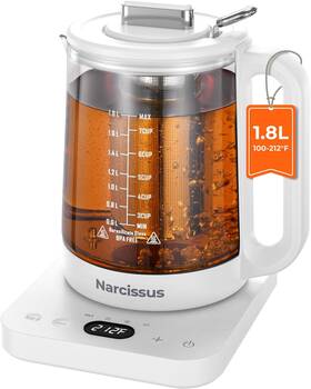 Narcissus 744110050493 Electric Kettle Temperature Control 5 1.8l Glass Tea Kettl