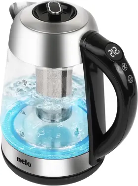 Nkdk-001-gls Nelo Electric Kettle With Removable Tea Infuser 7 Temperature Presets Digital