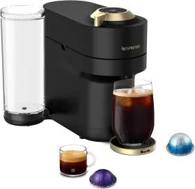 Bnv125mtb1buc1 Nespresso Festive Vertuo Pop Coffee And Espresso Maker By Matte Black Gold