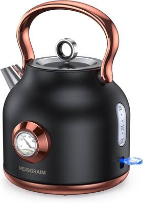 Nessgraim 313024742758 Retro Electric Kettle 1.7l Stainless Steel Tea With Large Temperature Ga