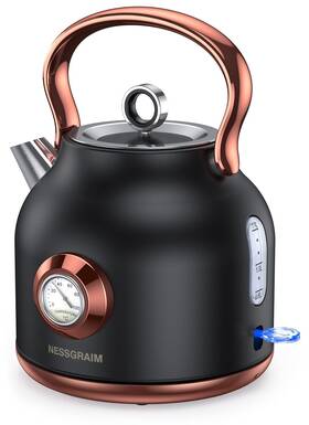 Nessgraim B09wxvxhsz 1.7l Retro Electric Kettle Stainless Steel Fast Boil Temp Gauge