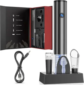 Ewo003 Newise Electric Wine Opener Single Button For Effortless Opening With Black
