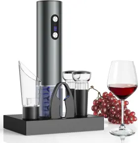 Sw-wg34 Newise Rechargeable Electric Wine Opener Gift Set Aerator Black