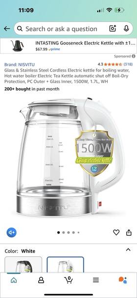 Nisvtu Etk1501 Nisvitu Double Layer Glass Electric Kettle