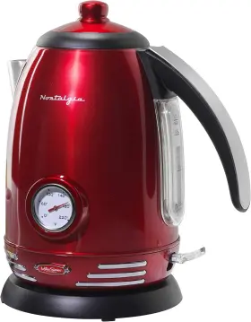 Wk17rr Nobrand Retro Stainless Steel Electric Kettle 1.7l Auto-shut Off Water Window Red
