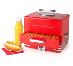 Nhds206rd Nostalgia 600 Watt Plastic Hot Dog Steamer Red