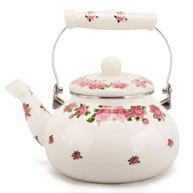 Flower-2.4l Olytaru Large 2.5l Retro Floral Porcelain Enamel Stovetop Tea Kettle Pot Pink Ceramic