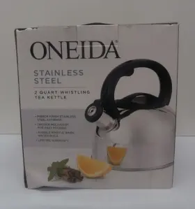 35439 Oneida New In Box Stainless Steel 2-quart Whistling Tea Kettle Pot Metal