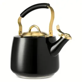 Onestop-stores 744110053777 1.9 Quart Stainless Steel Whistling Stovetop Kettles Black