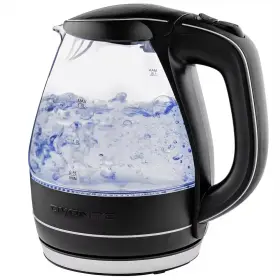 Ovente 445016933912 Illuminated 6.5-cup Black Electric Kettle With Filter Fast Heating And Auto-shu