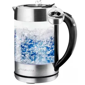 Ovente 445025258204 7-cup 1.7 L Silver Glass Electric Kettle With Prontofill Technology-fill Up