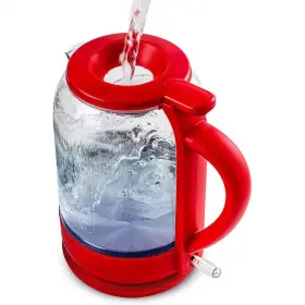 Ovente 726084365612 6.3-cup Red Glass Electric Kettle With Prontofill Technology - Fill Up The