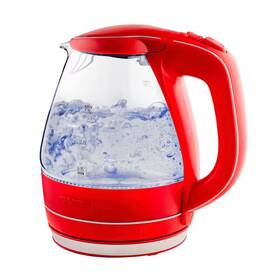 Ovente 744759978592 Illuminated 6.5-cup Red Electric Kettle With Filter Fast Heating And Auto-shut