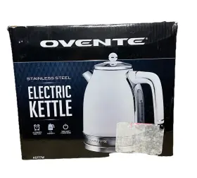 K5777w Ovente Stainless Steel Electric Kettle 1.7l 1500 Watt Power Base Auto Off