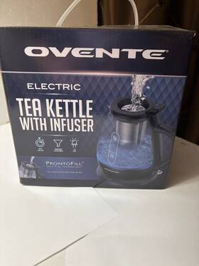 Ovente Kg151b Fast Boiling 1.0l Electric Glass Kettle With Removable Tea Infuser And Led