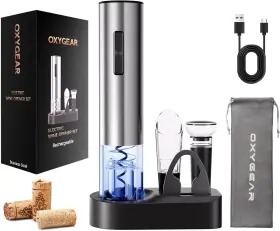 Vbgs-kp3-362003 Oxygear 6-in-1 Electric Wine Opener Rechargeable Set