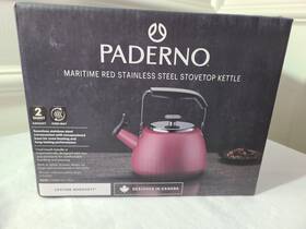Paderno 142-4935-4 Stovetop Kettle Maritime Red 2 Quart Tea