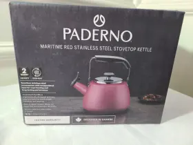 142-4935-4 Paderno Stovetop Kettle Maritime Red 2 Quart Tea