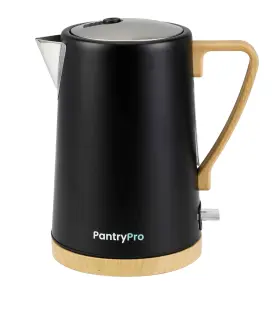 P-12894-bk Pantrypro 1.7l 1500w Rapid-boil Electric Kettle - Stainless Steel Interior Auto Shut-