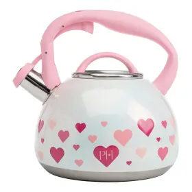 Paris Hilton 741393002850 Whistling Stovetop Tea Kettle Stainless Steel With Iridescent Heart Design