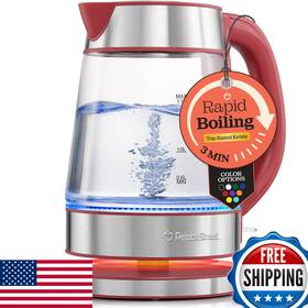 Peach Street B0b2q7nx6z Speed-boil 1.7l 1500w Electric Water Kettle Coffee And Tea Borosilicate Glass