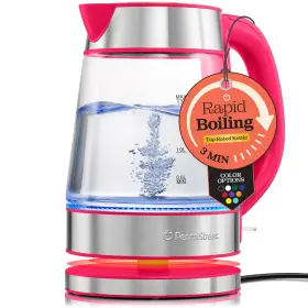 Join-1114-355 Peach Street 1.7l Electric Kettle 1500w Borosilicate Glass With Auto Shut-off And Led Light