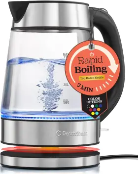 Pe-1300 Peach Street Speed-boil Electric Kettle For Coffee And Tea - 1.7l Water Boiler 1500w Borosilic