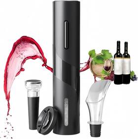 Peipu Wo001 Electric Wine Bottle Opener 4 Pack Battery Operated Easy To Black