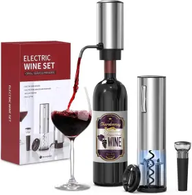 Nc01us-hy-ka116 Pentaspi Electric Wine Opener Set 4 In 1 Bottle Silver