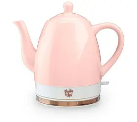 Pinky Up 842094104413 Noelle 1.5 L Ceramic Electric Tea Kettle Pink Rose Gold Gooseneck Spout Cord