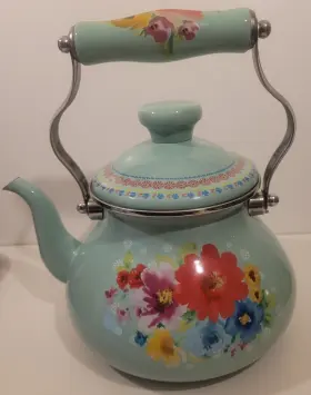 3215joc Pioneer Woman Breezy Blossom Tea Kettle Floral Enamel On Steel 1.9 Quart