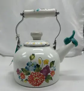 Pws096881814201 Pioneer Woman Tea Pot Kettle Blooming Bouquet Floral Stovetop Enamel Steel Flaw
