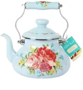 Pws296881814239 Pioneer Woman The Sweet Rose 2-quart Enamel Steel Tea Kettle Blue Pink New