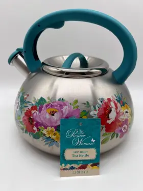 Pws342769314359 Pioneer Woman Sweet Romance Floral Stainless Steel Whistling 2.5 Quart Tea Kettle