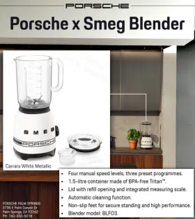 Wap0500230t0us Porsche/ Smeg Genuine X Retro Blender Carrara White New Oem