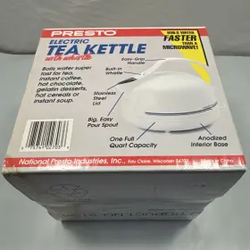 0270301 Presto New Vintage Electric Tea Kettle Whistle White Portable Travel Ap4