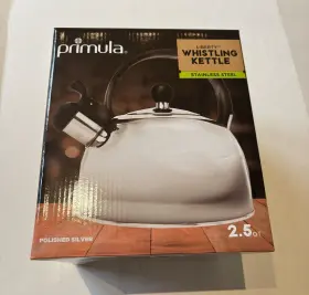 Primula 741393218787 Liberty Tea Kettle 2.5 Quart Whistling Spout Fast To Boil Stainless Steel