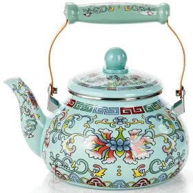 Pu-enamelteakettle-2.5l-green Pumtus 2.6 Quart Floral Enamel Tea Kettle Vintage Enameled Teapot Stovetop En