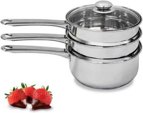 Purelife 5823708769 Double Boiler And Steam Pots For Chocolate Fondue Melting Pot Silver