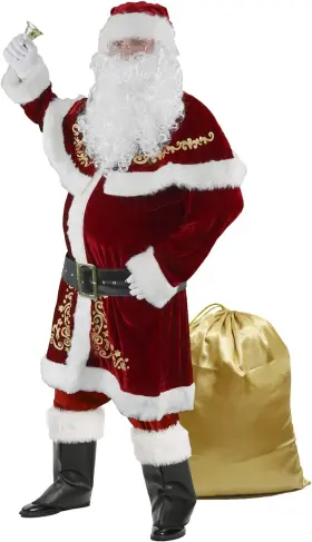 Pykal 705353098840 Men S Santa Costume Set Christmas 12pcs Deluxe Velvet Adult Claus Suit