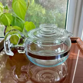 8446-b Pyrex Vintage Flameware Glass 6 Cup Tea Pot Stove Top Coffee Kettle With Lid