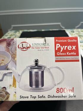 Pyrex A10038 Glass Kettle W Stainless Infuser 800mil Nib