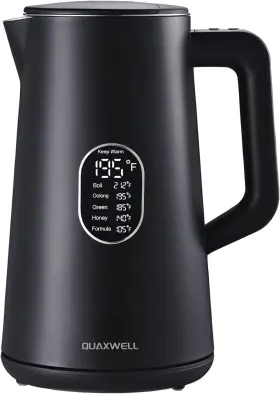 Quaxwell 445029952900 1.5l Electric Kettle Stainless Steel Double Wall Cool Touch Fast Boil 5 Tempera