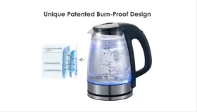Queen Sense 610370786116 Speedboil Corded Electric Kettle Glass Tea Double Wall Coffee