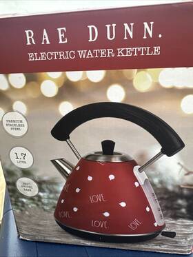 Rae Dunn 5012381 New Rare Love Electric Tea Kettle Red W Hearts