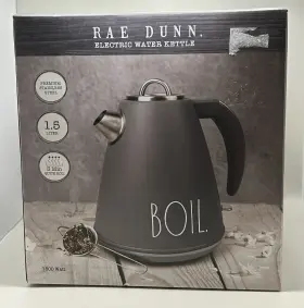 Rae Dunn 729016062849 Boil Electric Water Kettle Stainless 1.5l Swivel Base Gray New In Box